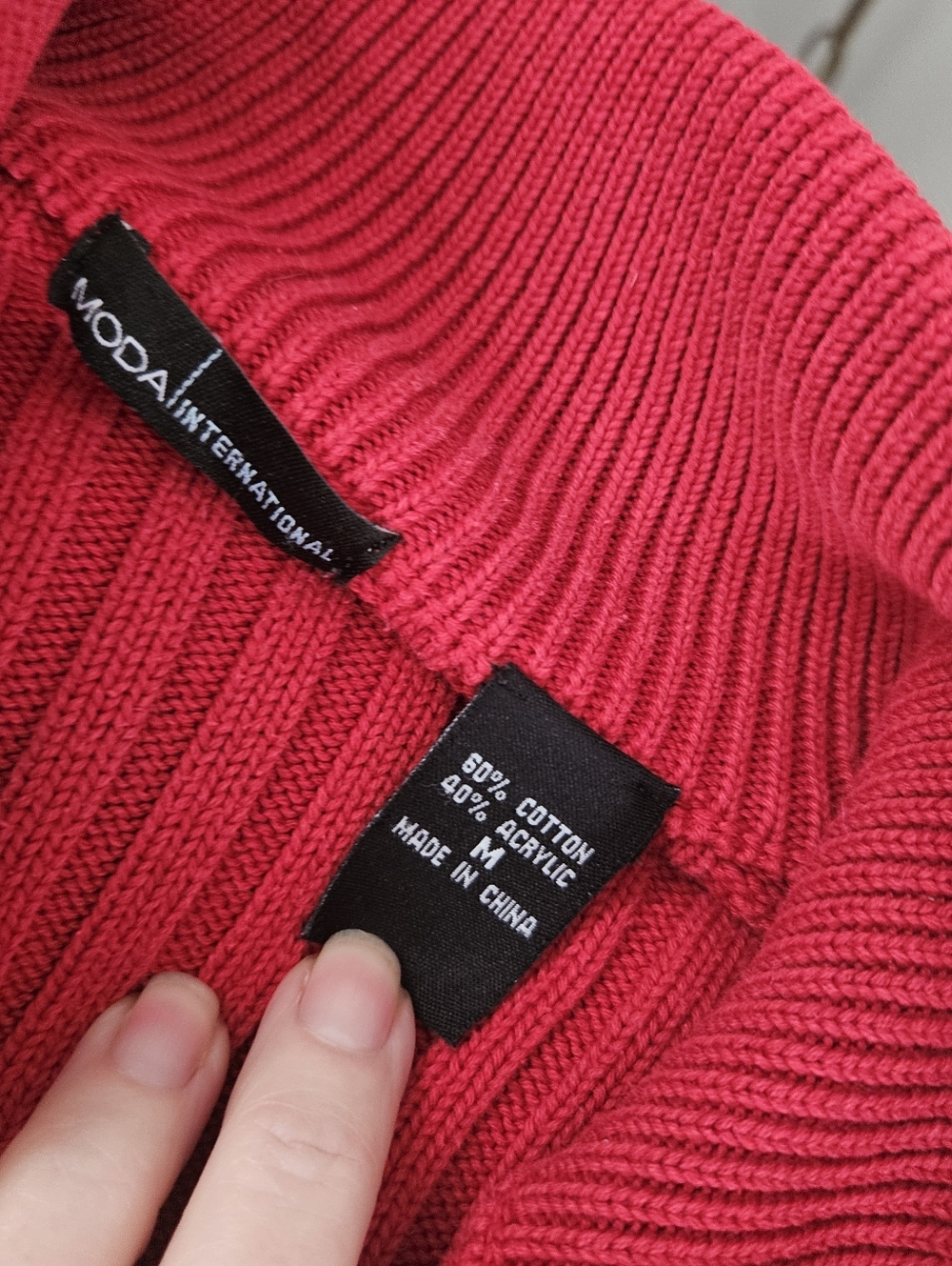 Moda International Red Ribbed Snap-Front Cardigan - Picture 3 of 7